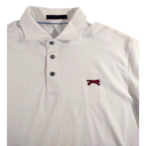 LikeNew RARE Greyson Crimson Wolf Club Polo XL Red Metallic Embroidered White - Picture 1 of 7